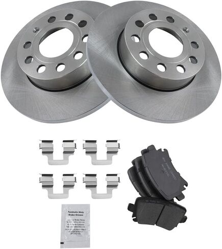 TRQ Rear Ceramic Disc Brake Pad & Replacement Rotor Kit for Audi A3 Volkswagen Jetta Passat in Kuwait