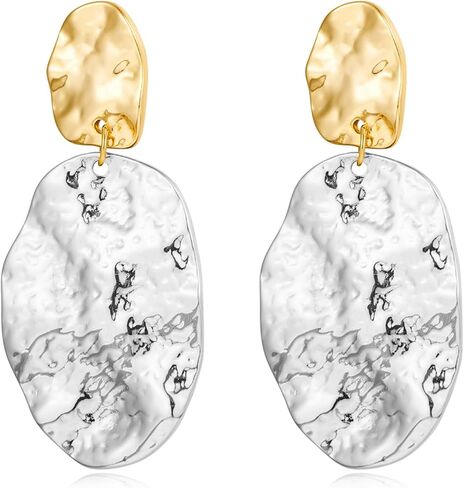 Gold Women Earrings Statement Earrings Hammered Earrings Big Drop Dangle Earrings for Women in Saudi Arabia
