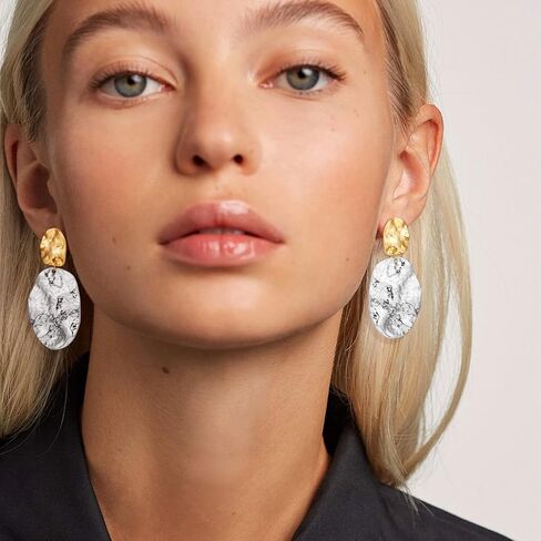 Gold Women Earrings Statement Earrings Hammered Earrings Big Drop Dangle Earrings for Women in Saudi Arabia
