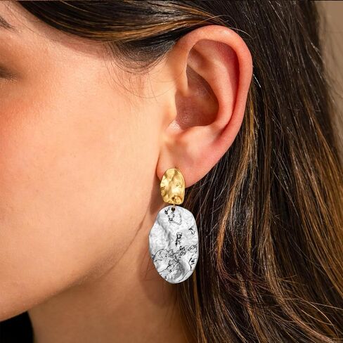 Gold Women Earrings Statement Earrings Hammered Earrings Big Drop Dangle Earrings for Women in Saudi Arabia