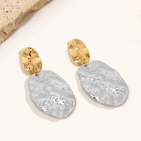 Gold Women Earrings Statement Earrings Hammered Earrings Big Drop Dangle Earrings for Women in Saudi Arabia