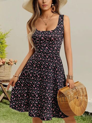 FENSACE Women's Sleeveless Floral Midi Dress Casual Tank Dress in Saudi Arabia