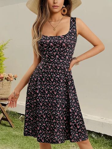 FENSACE Women's Sleeveless Floral Midi Dress Casual Tank Dress in Saudi Arabia