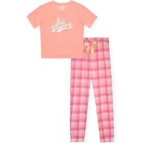 Sleep On It Girls Pajamas Pant Sets 4 Piece Summer T-Shirt and Legging Sleepwear Sets for Kids (2 Full Sets)