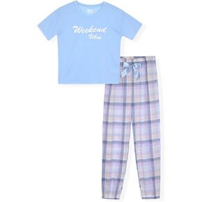 Sleep On It Girls Pajamas Pant Sets 4 Piece Summer T-Shirt and Legging Sleepwear Sets for Kids (2 Full Sets)