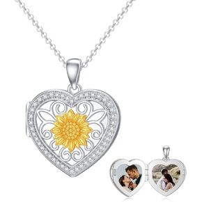 PELOVNY Opal Locket Necklace for Women 925 Sterling Silver Oval Vintage Filigree Picture Locket Necklace Opal Photo Locket Pendant Jewelry Gifts for Mom Daughter Wife