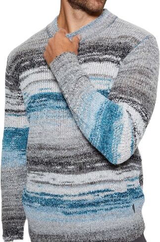 GUESS Men's Eged Space Dye Striped Sweater in Kuwait