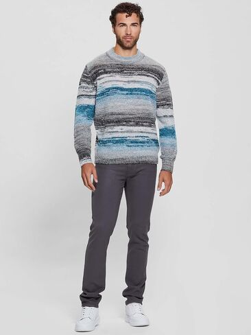 GUESS Men's Eged Space Dye Striped Sweater in Kuwait