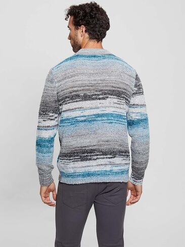 GUESS Men's Eged Space Dye Striped Sweater in Kuwait