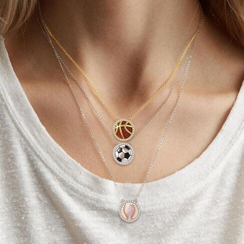 AENEAS Soccer Necklace for Women 925 Sterling Silver Soccer Football Pendent Necklace for Soccer Fans Team Spirit Jewelry Gift in Kuwait