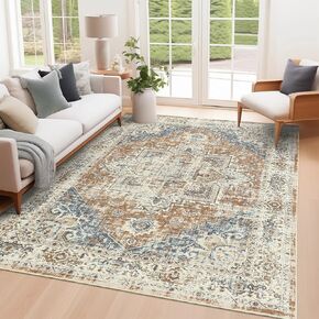 8x10 Rug,Area Rugs for Living Room,Non-Slip Backing Washable Rugs,Vintage Printed Large Area Rug, Stain Resistant Home Decor Rug (Light Green,8'x10')