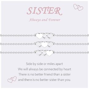 VU100 2/3 PCS Sister Bracelets Sister Gifts from Sister Matching Heart Stainless steel Bracelet Sister Bracelets for Women Birthday Gifts for Girl Best Friends