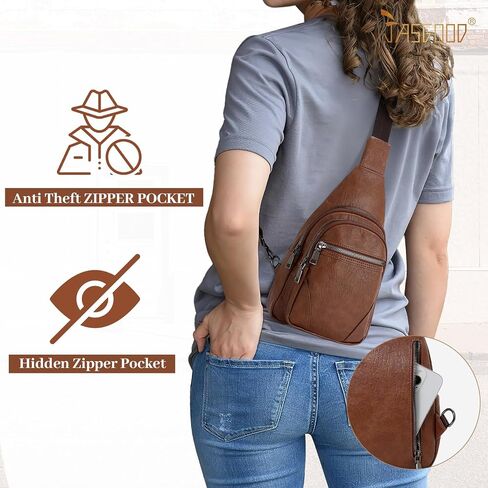 JASGOOD Small Sling Bag for Women Leather Fanny Packs Crossbody Bags Trendy Chest Bag for Travel Anti-Theft Sling Purse in Kuwait