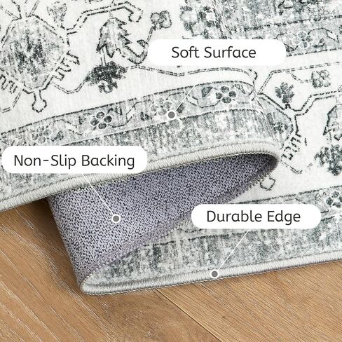 سجادة مقاس 8 × 10، سجاد منطقة لغرفة المعيشة، سجاد قابل للغسل بظهر غير قابل للانزلاق، سجادة كبيرة مطبوعة بطباعة عتيقة، سجادة ديكور منزلية مقاومة للبقع (أخضر فاتح، 8 × 10 بوصة) in Kuwait