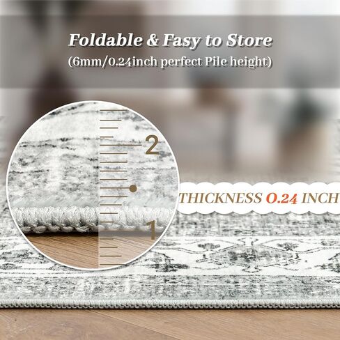 سجادة مقاس 8 × 10، سجاد منطقة لغرفة المعيشة، سجاد قابل للغسل بظهر غير قابل للانزلاق، سجادة كبيرة مطبوعة بطباعة عتيقة، سجادة ديكور منزلية مقاومة للبقع (أخضر فاتح، 8 × 10 بوصة) in Kuwait