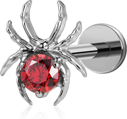 FINE4U Gold Spider Flat back Stud for Conch Helix Tragus Flat 16G 6mm 8mm - ASTM F136 Titanium Cartilage Earring Piercing Jewelry in Kuwait