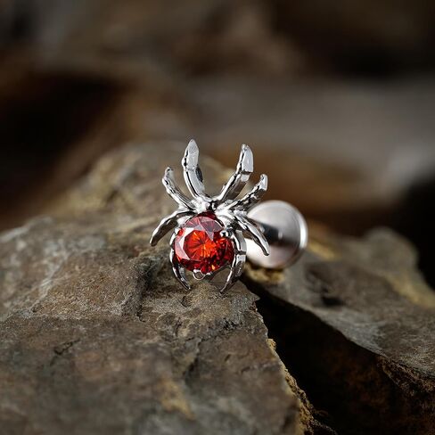 FINE4U Gold Spider Flat back Stud for Conch Helix Tragus Flat 16G 6mm 8mm - ASTM F136 Titanium Cartilage Earring Piercing Jewelry in Kuwait