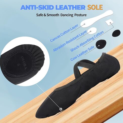 أحذية الباليه النسائية من OLORA شباشب الرقص القماشية وأحذية ممارسة اليوجا للأطفال/الفتيات/البالغين in Kuwait