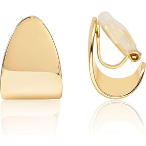 FAN&LOUIS Clip On Earrings Women,14K Gold Chunky Women's Clip-on Earrings Gold Huggie Clips Trendy 2025 2 Pack