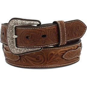 ARIAT Men's Brown Tooled Cross Belt