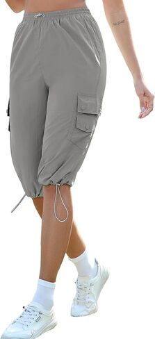 Marvmys Women's Cargo Capris Hiking Pants Lightweight Quick Dry Outdoor Athletic Travel Casual Loose Comfy with Pockets in Kuwait
