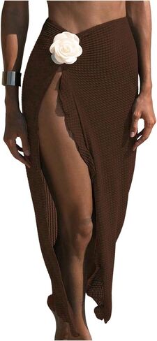 Verdusa Women's Crochet Swimsuit Coverup 3D Flower Vacation Outfits Hollow Out Bathing Suit Beach Skirts in Saudi Arabia