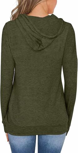 Women's Long Sleeve Hoodies Tops Lightweight Hooded Sweatshirts Pullover Casual Tunic Shirts with Pocket in Kuwait