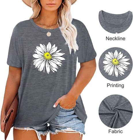 HDLTE Plus Size Tops for Women Casual Short Sleeve Graphic Tee Shirts Oversized Tee Tops in Kuwait