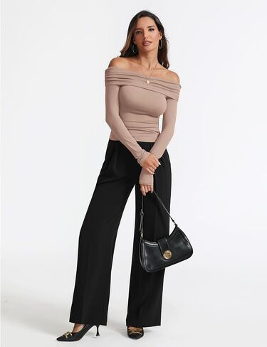 Women's Sexy Off Shoulder Tops Dressy Casual Slim Fit Long Sleeves Spring Fall Blouse Going Out Nightout Shirt in Kuwait