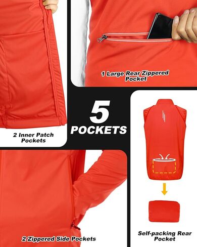 33,000ft Men's Cycling Jacket Long Sleeve, Waterproof Running Bike Vest Outerwear Reflective Windproof Sleeveless Jacket in Kuwait