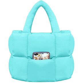 women large puffer purse puffy tote bags dupes light weight handmade nylon bag woven shoulder handbag