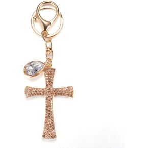 SWJEWEL Bling Rhinestone Cross Keychain Heart Glitter Braided Lanyard Keychain for Women Gold Plated Cute Key Chain