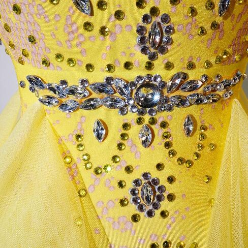 Yoyomomozi Fashion Rhinestone Bodysuit Ruffle Women Big Stretch Nightclub Prom Bar Costume Stage Singer Show Dance Leotard in Saudi Arabia