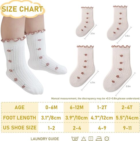 HOUSEYUAN Toddler Ruffle Baby Girls Socks Cute Princess Knit Cotton Lace Top Frilly Infant White Dress Socks in Saudi Arabia