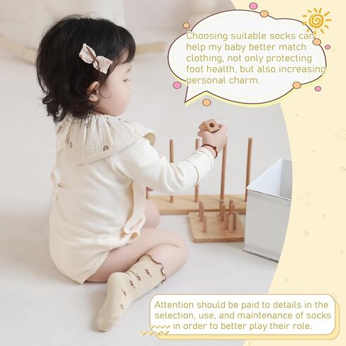 HOUSEYUAN Toddler Ruffle Baby Girls Socks Cute Princess Knit Cotton Lace Top Frilly Infant White Dress Socks in Saudi Arabia