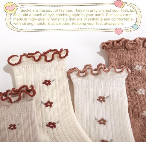 HOUSEYUAN Toddler Ruffle Baby Girls Socks Cute Princess Knit Cotton Lace Top Frilly Infant White Dress Socks in Saudi Arabia