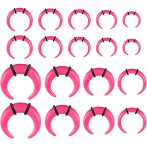 18 Pcs Acrylic Septum Pincher Ring, C Shape Buffalo Septum Stretching Kit Clear White Black Septum Piercing Horseshoe Septum Nose Rings Pierced Nose, Nipple Or Earring Ring 4/6/8/10/12/14g