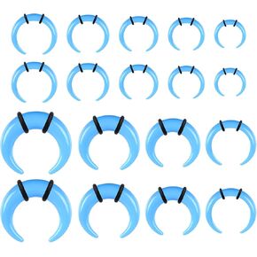 18 Pcs Acrylic Septum Pincher Ring, C Shape Buffalo Septum Stretching Kit Clear White Black Septum Piercing Horseshoe Septum Nose Rings Pierced Nose, Nipple Or Earring Ring 4/6/8/10/12/14g