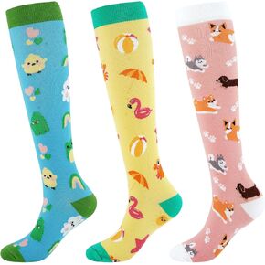 Junely Compression Socks for Women Knee High Stockings for Running Nurses Work Support Pregnancy Gifts 3 Pairs