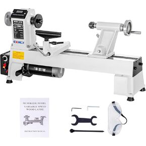 CXRCY 12" x 18" Wood Lathe, Powerful Benchtop Wood Lathe Machine 3/4 HP Infinitely Variable Speed 650-3800 RPM with Lathe Belt & Goggle for Woodworking, Woodturning (Model:WL460-12VF)