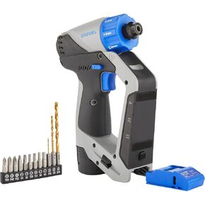 Dremel Blueprint 3in1 Drill Driver with Integrated Stud Finder and Detachable Laser Level, Cordless Drill Set Includes 2.0 Ah Battery, Fast Charger, and 12 Bits (DD12V-S1)