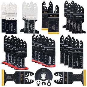 27PCS Oscillating Saw Blades, Universal Oscillating Multitool Saw Blades for Wood Plastics Metal, Quick Release Multi Tool Kits Fit Bosch Ryobi Milwaukee Rockwell Fein