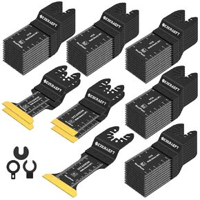 55 PCS Oscillating Saw Blades, Professional Universal Titanium Oscillating Tool Blade for Metal Nails, Wood and Plastic, Multi Tool Blades Kits Fit Dewalt Milwaukee Ryobi Rockwell Fein