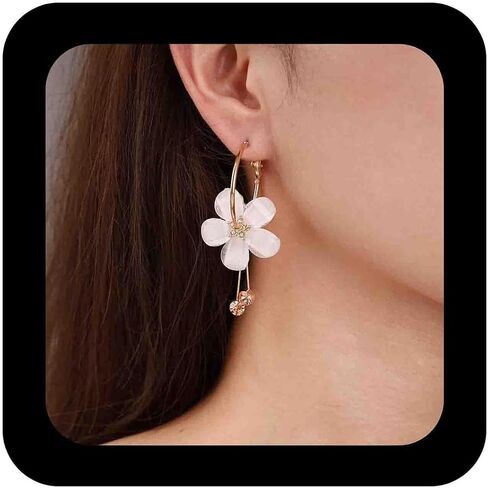 Iaceble Boho الأكريليك زهرة هوب أقراط الوردي كريستال زهرة تتدلى الأقراط تشيكوسلوفاكيا شرابة انخفاض الأقراط الملونة الراتنج زهرة أقراط مجوهرات للنساء والفتيات (الوردي) in Kuwait
