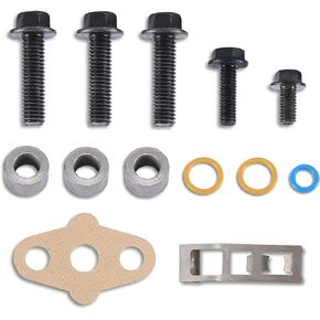 Turbocharger Mounting Kit with Gaskets O-Rings and Bolts 3C3Z9T514AD, 3C3Z9T514AG Compatible with 2003-2010 Ford 6.0L Powerstroke Diesel, Turbo Hardware Install Kits Replacement