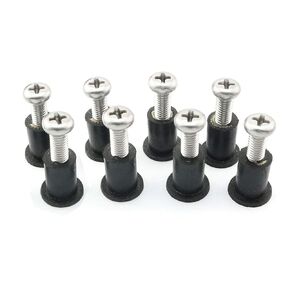 8pcs Universal M5 Motorcycle Windscreen Windshield Fairing Well Rubber Nuts Screw Bolt M5x20 Blind Fastener Fishing Kayak Boat Marine Canoe