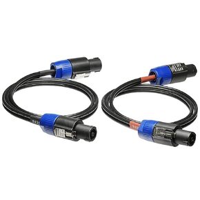 CESS-114-3f Speaker Cable Speakon Plug Male to Male 12 Gauge Cable, 2 Pack (3 Feet)