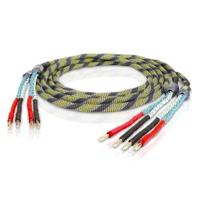 Monosaudio 9AWG Speaker Cable with Banana Blugs 2 x 6.3 mm² HiFi Audiophile Speaker Cable 1 Pair,OFC Gold Plated Brass Banana Plug Connectors for Speakers,Amplifier,Audio Video,AV Receivers（3M/9.9Ft）