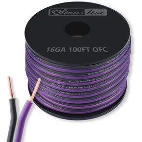 Sinus Live 16-18AWG OFC(Oxygen Free Copper) Speaker Wire Great use for Home Theater Speakers and Car Speakers, Purple and Black (50FT OFC) in Kuwait