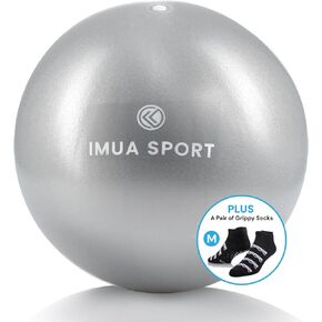 Barre Ball by IMUA Sport with Grippy Socks (M) - 9-inch Small Exercise Ball for Barre, Yoga, Pilates and More with a Pair of Grippy Socks (Medium) - Workout Guide Included